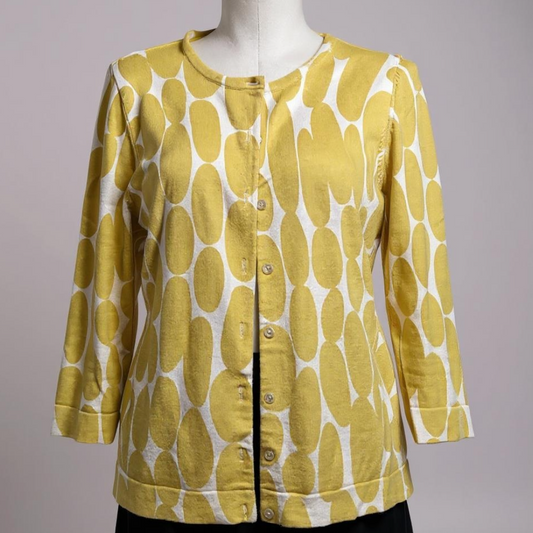 Ann Taylor Mustard Yellow Oval Dot Cardigan – Size L