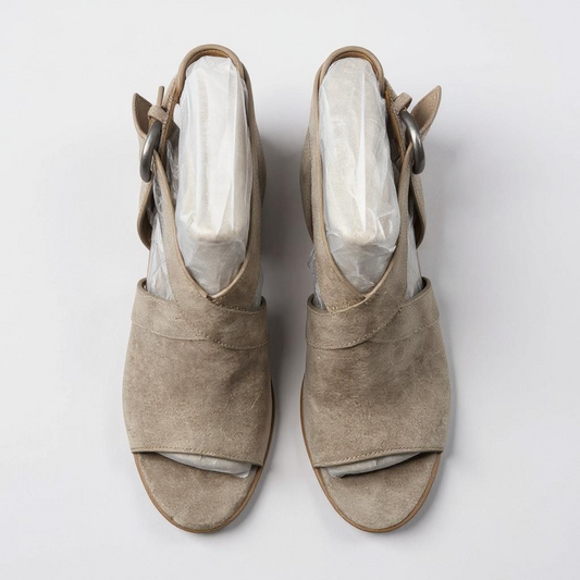 Marc Fisher Taupe Suede Heeled Sandals – Size 9.5M