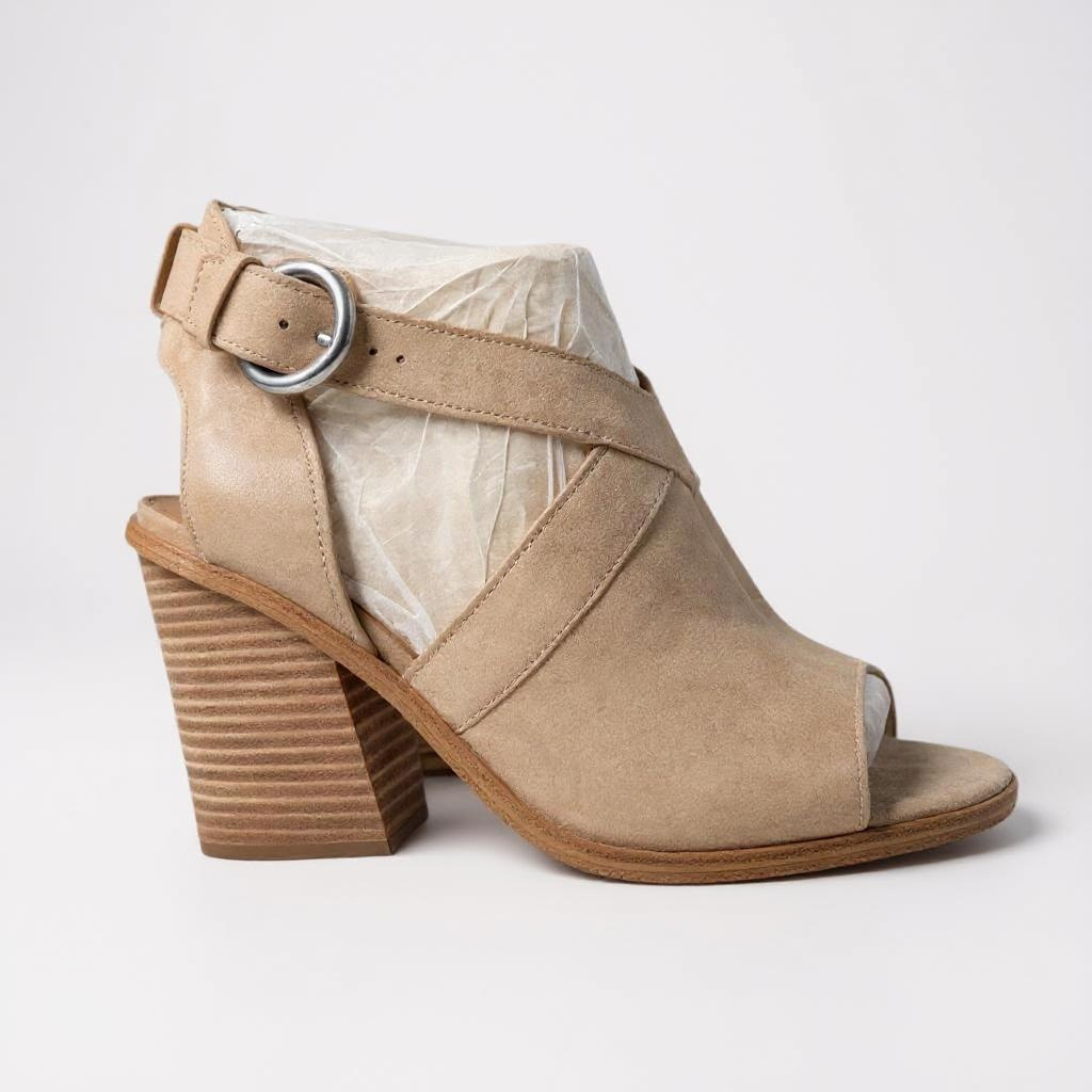 Marc Fisher Taupe Suede Heeled Sandals – Size 9.5M