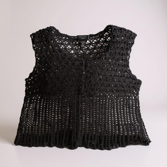Cable & Gauge Black Crochet Sleeveless Top – Size 3X