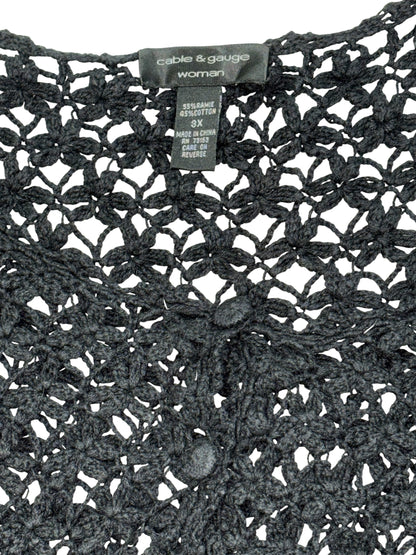 Cable & Gauge Black Crochet Sleeveless Top – Size 3X