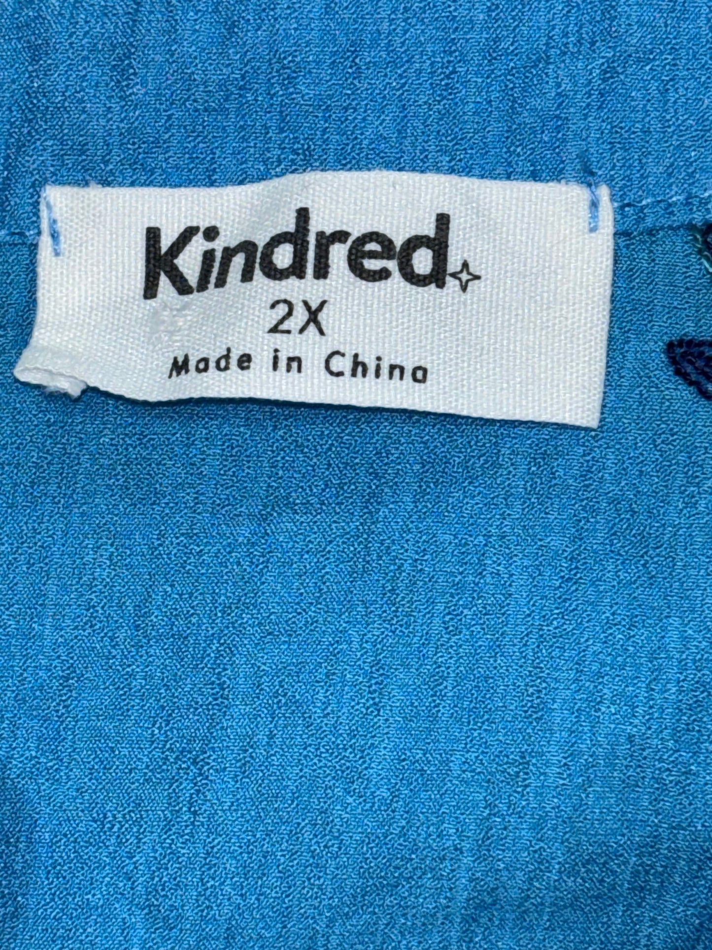 Kindred Blue Embroidered Button-Up Blouse – Size 2X