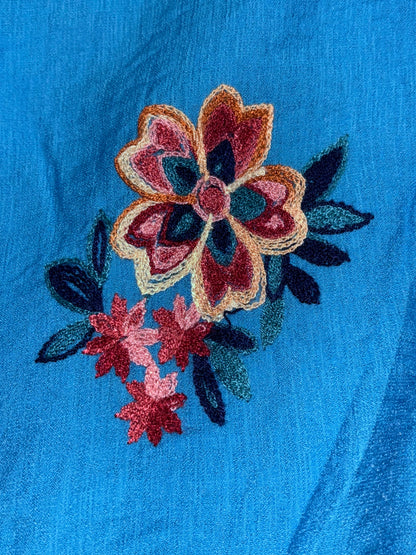 Kindred Blue Embroidered Button-Up Blouse – Size 2X