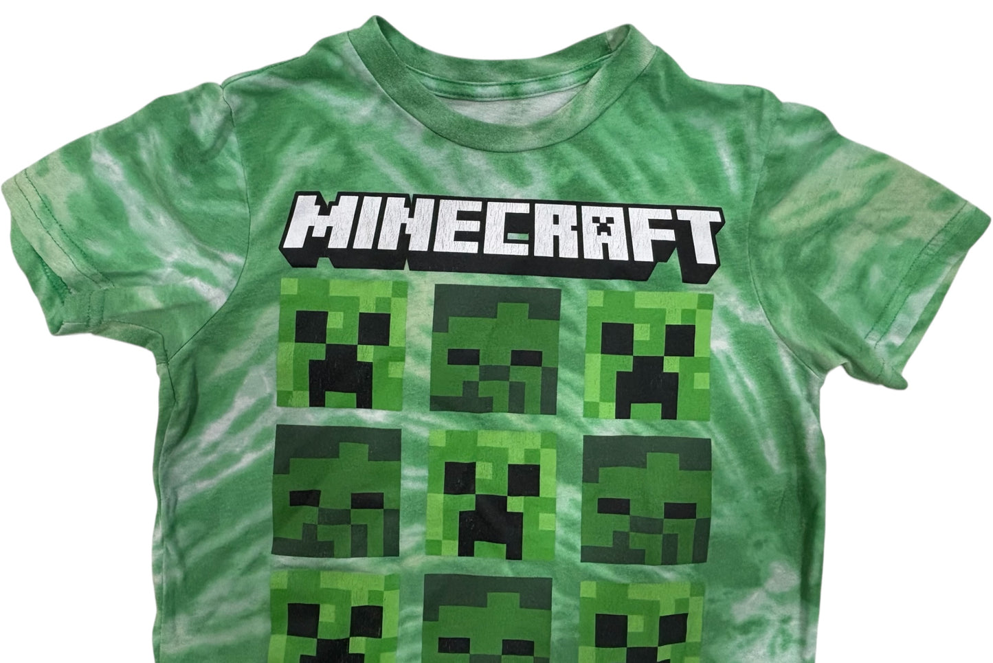 Minecraft Creeper Tie-Dye Graphic Tee – Size M (Youth)