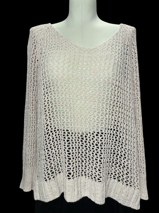 Open-Knit Sheer Pullover Sweater – Size Large