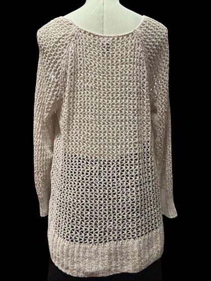 Open-Knit Sheer Pullover Sweater – Size Large