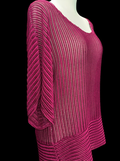 R. Marks New York Fuchsia Open-Knit Dolman Sweater Top – Size 2X, Made in USA