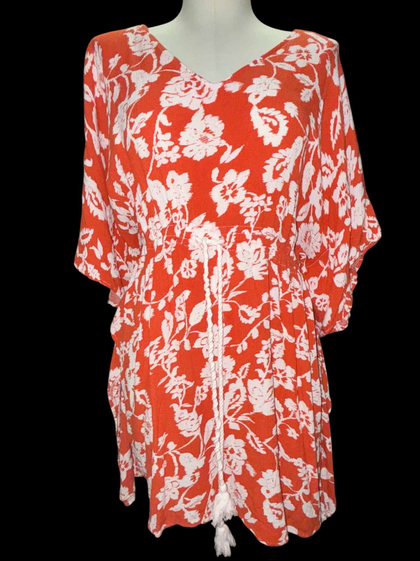 Robert Louis Burnt Orange & White Floral Boho Dress – Size M