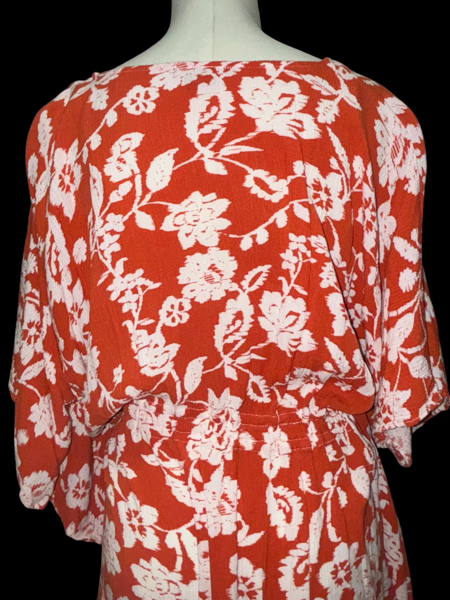 Robert Louis Burnt Orange & White Floral Boho Dress – Size M