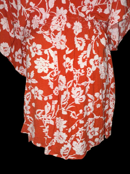 Robert Louis Burnt Orange & White Floral Boho Dress – Size M