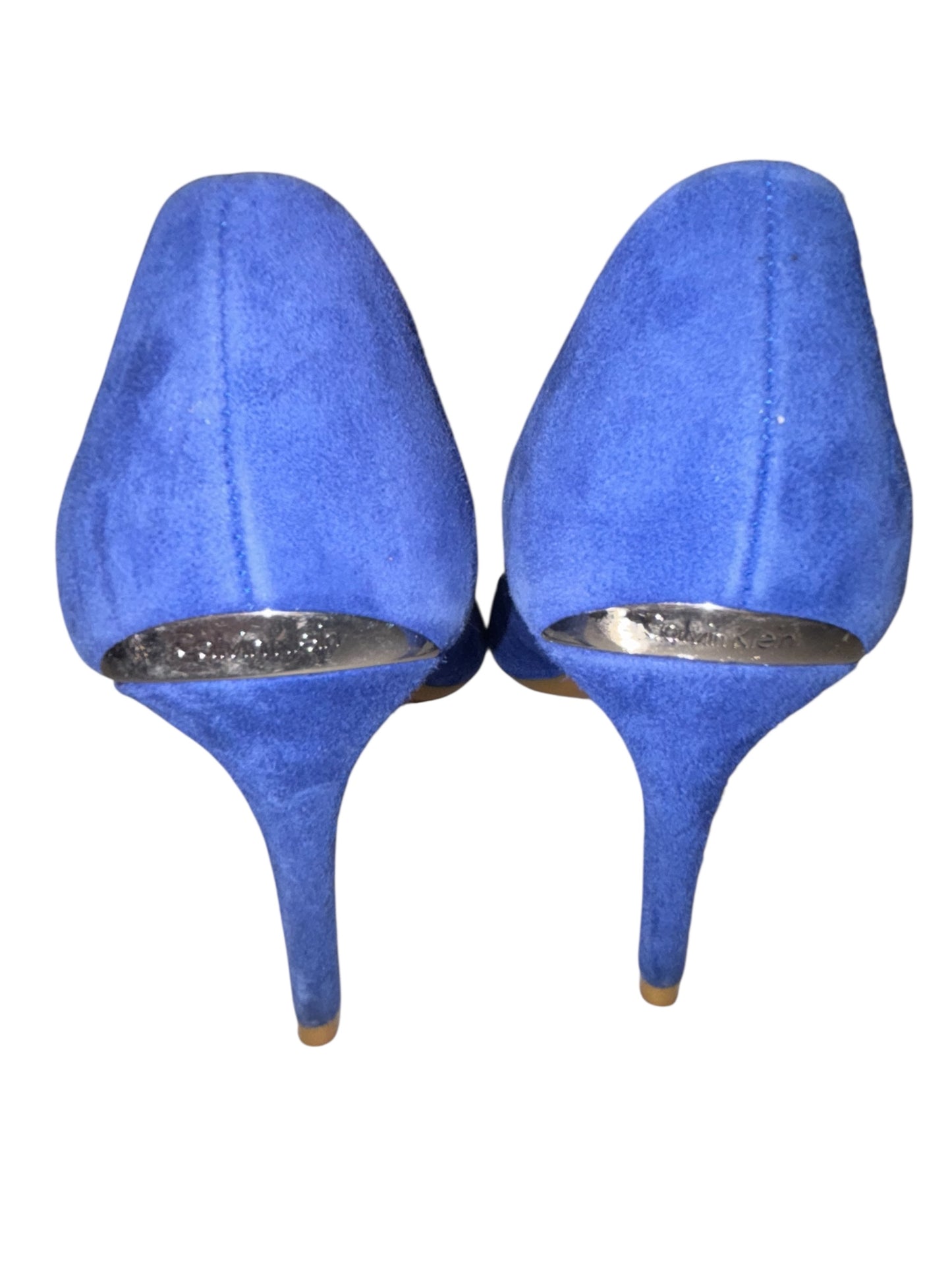 Calvin Klein Blue Suede Heels | Size 7 | Bold Pointed Pumps