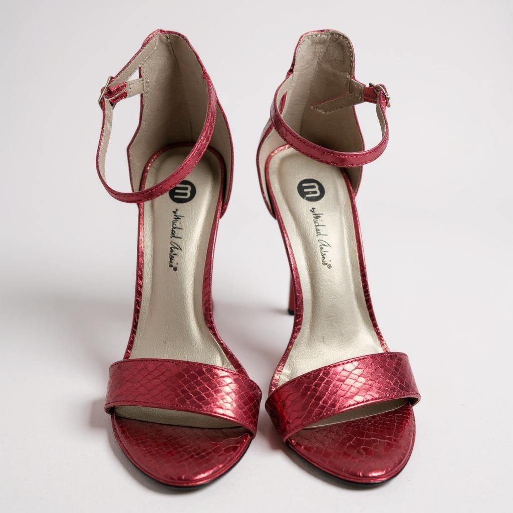 Metallic Red Snakeskin Heels – Michael Antonio, Size 7