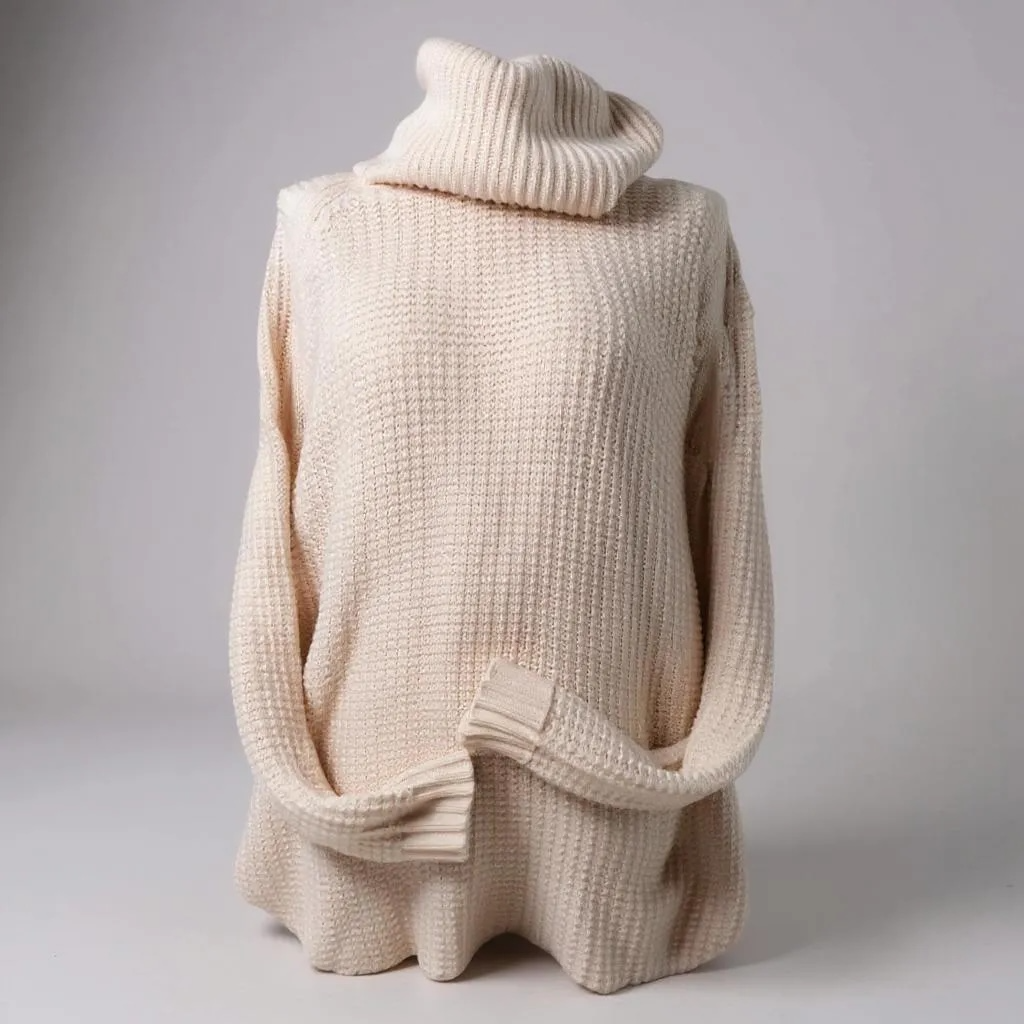 Cozy Cream Waffle Knit Turtleneck – A New Day (XL)