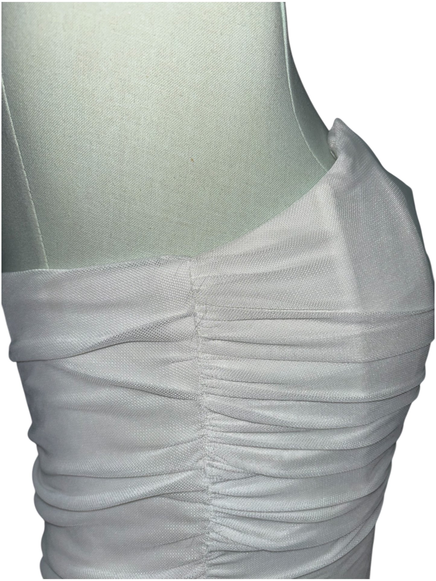 French Tulle White Ruched Mesh Corset Top (Size M)