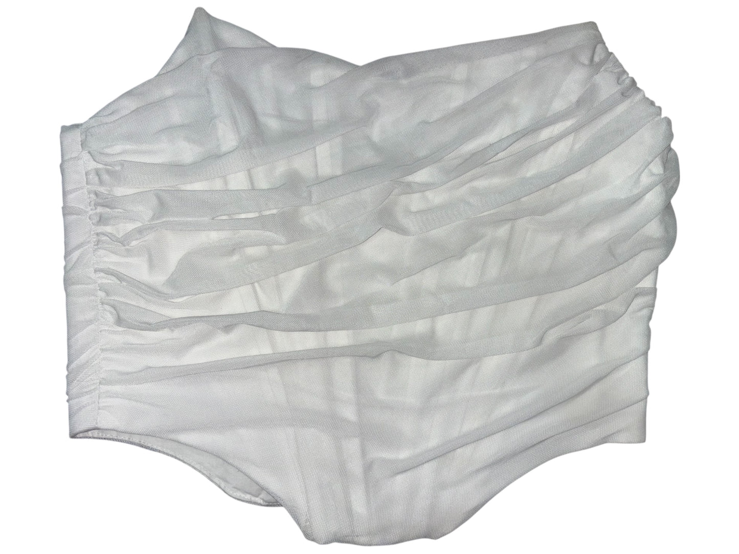 French Tulle White Ruched Mesh Corset Top (Size M)