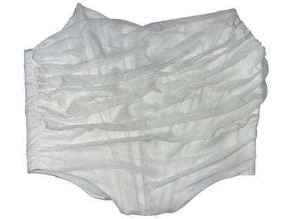French Tulle White Ruched Mesh Corset Top (Size M)