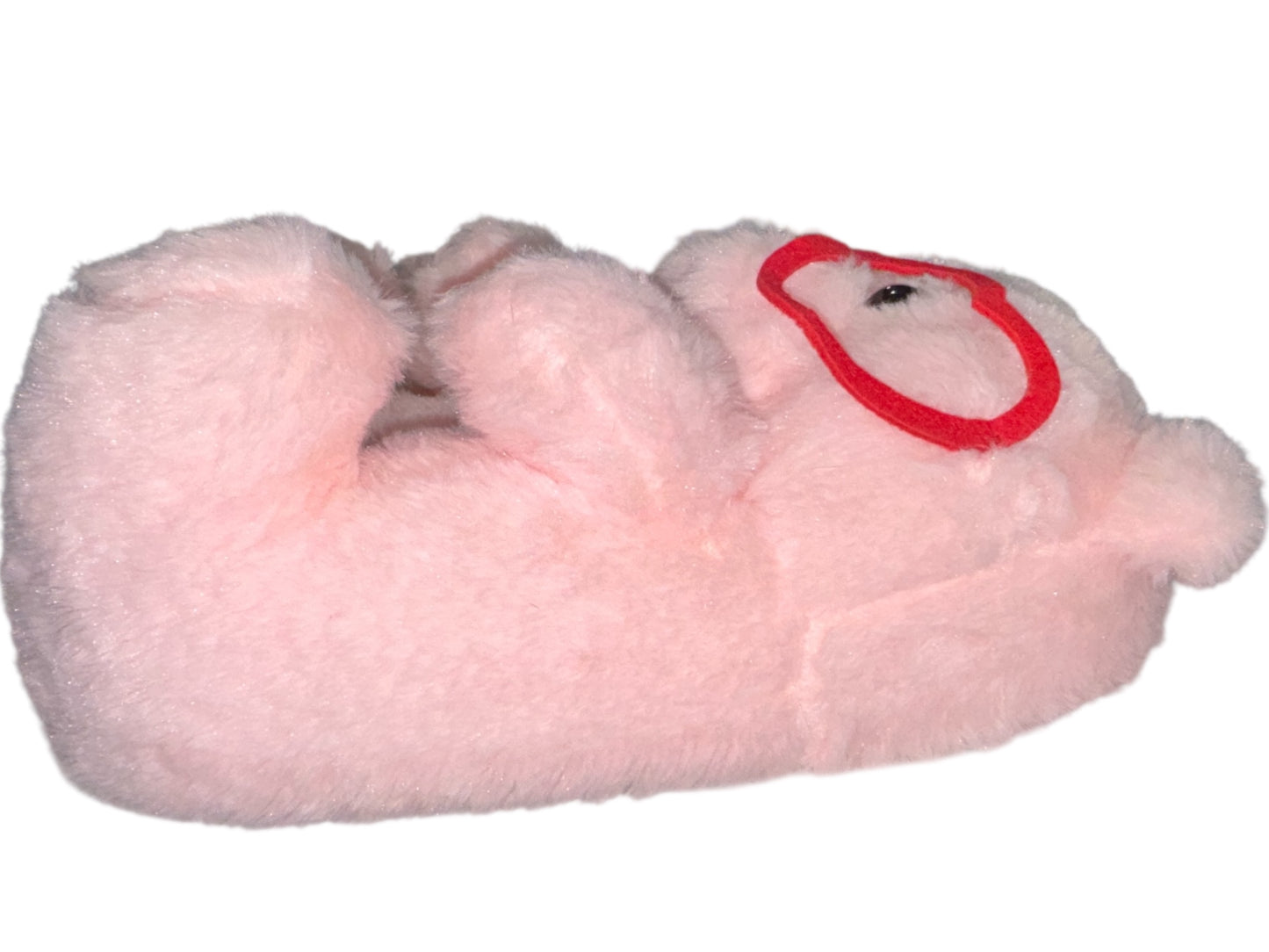 Cozy Teddy Bear Slippers with Heart Glasses – Pink & Adorable!