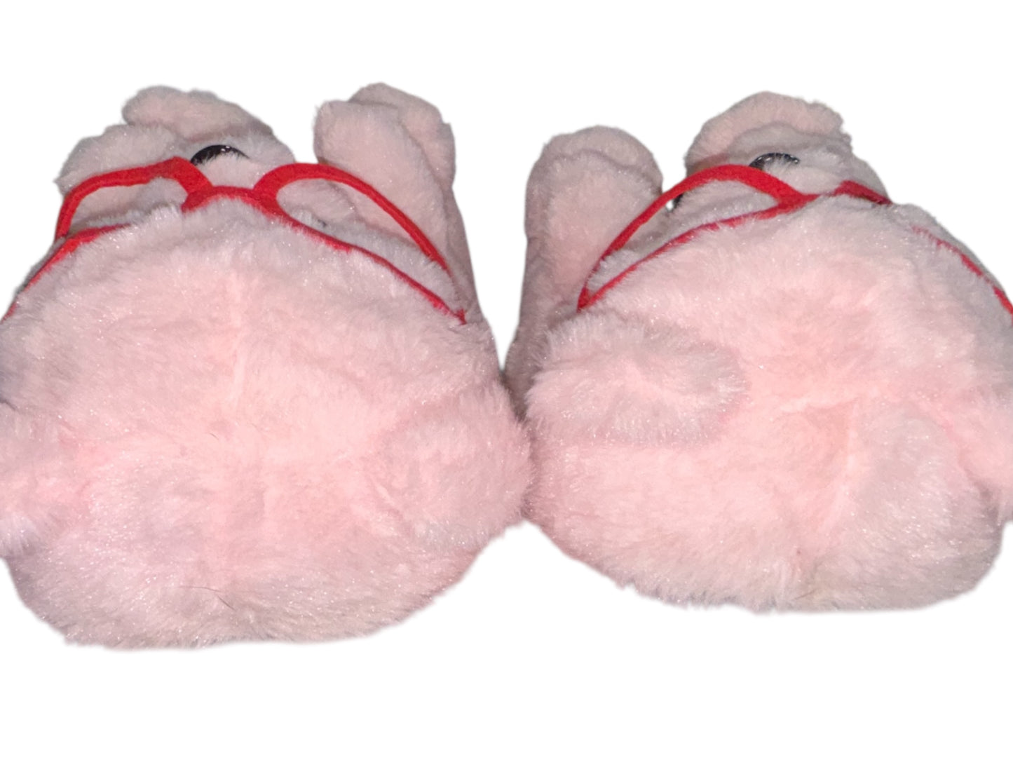 Cozy Teddy Bear Slippers with Heart Glasses – Pink & Adorable!