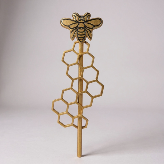 Golden Bee & Honeycomb Hair Stick – 3D Printed Bun Pin