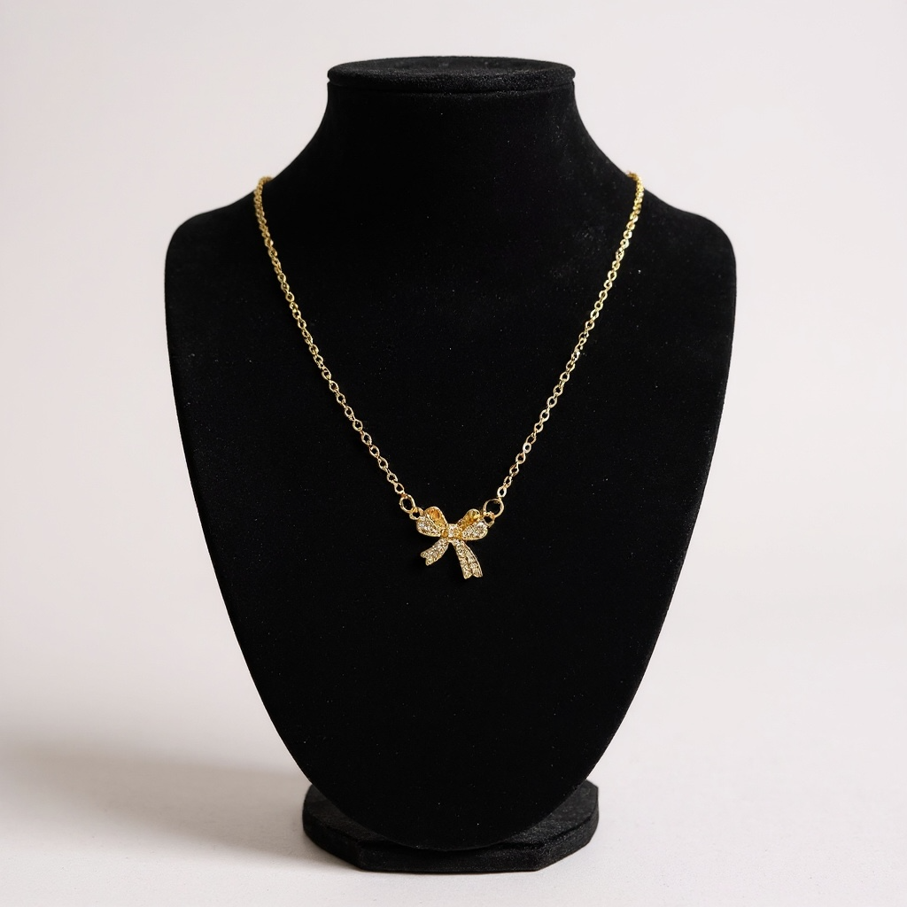Sparkling Bow Pendant Necklace
