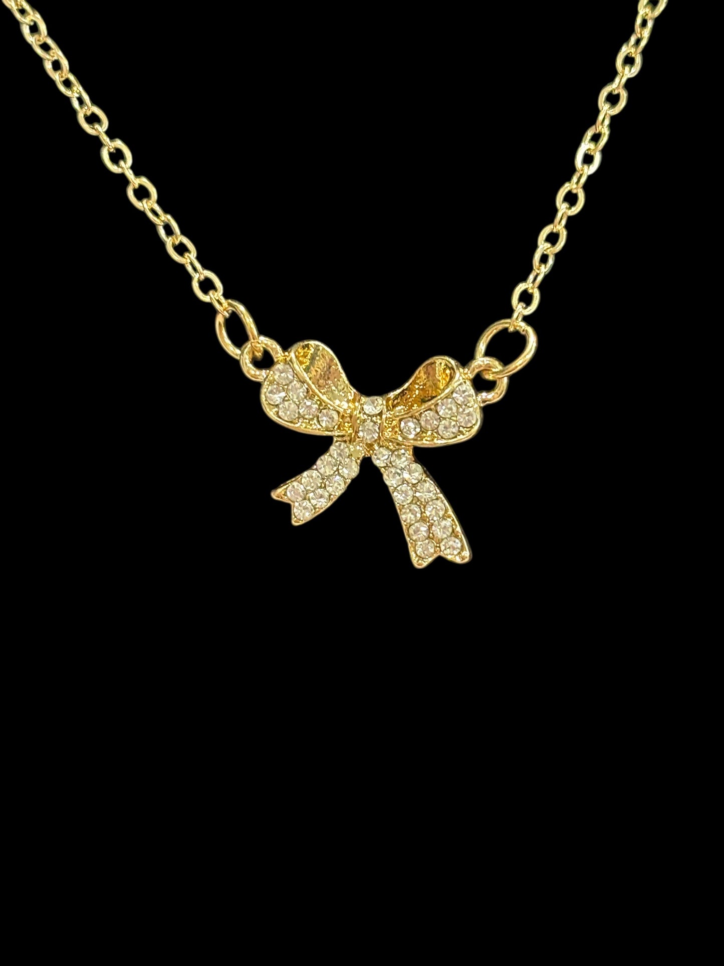 Sparkling Bow Pendant Necklace