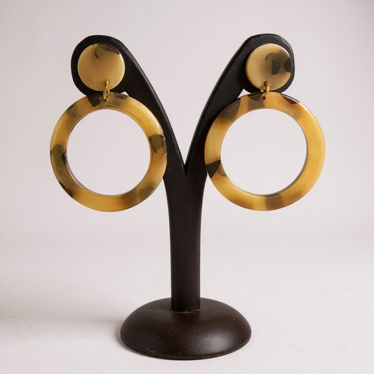Vacation Statement Earrings – Tortoise Resin Hoop Dangles