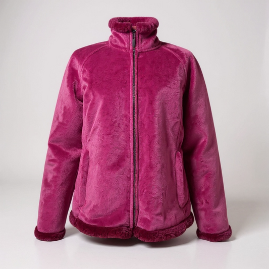 Cozy Fuchsia Fleece Zip-Up Jacket (Green Tea, XXL)
