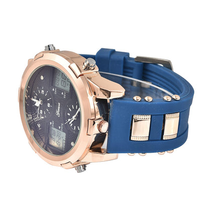 Genoa Miyota Electronic Movement Multi-Function Watch in Blue Silicone Strap