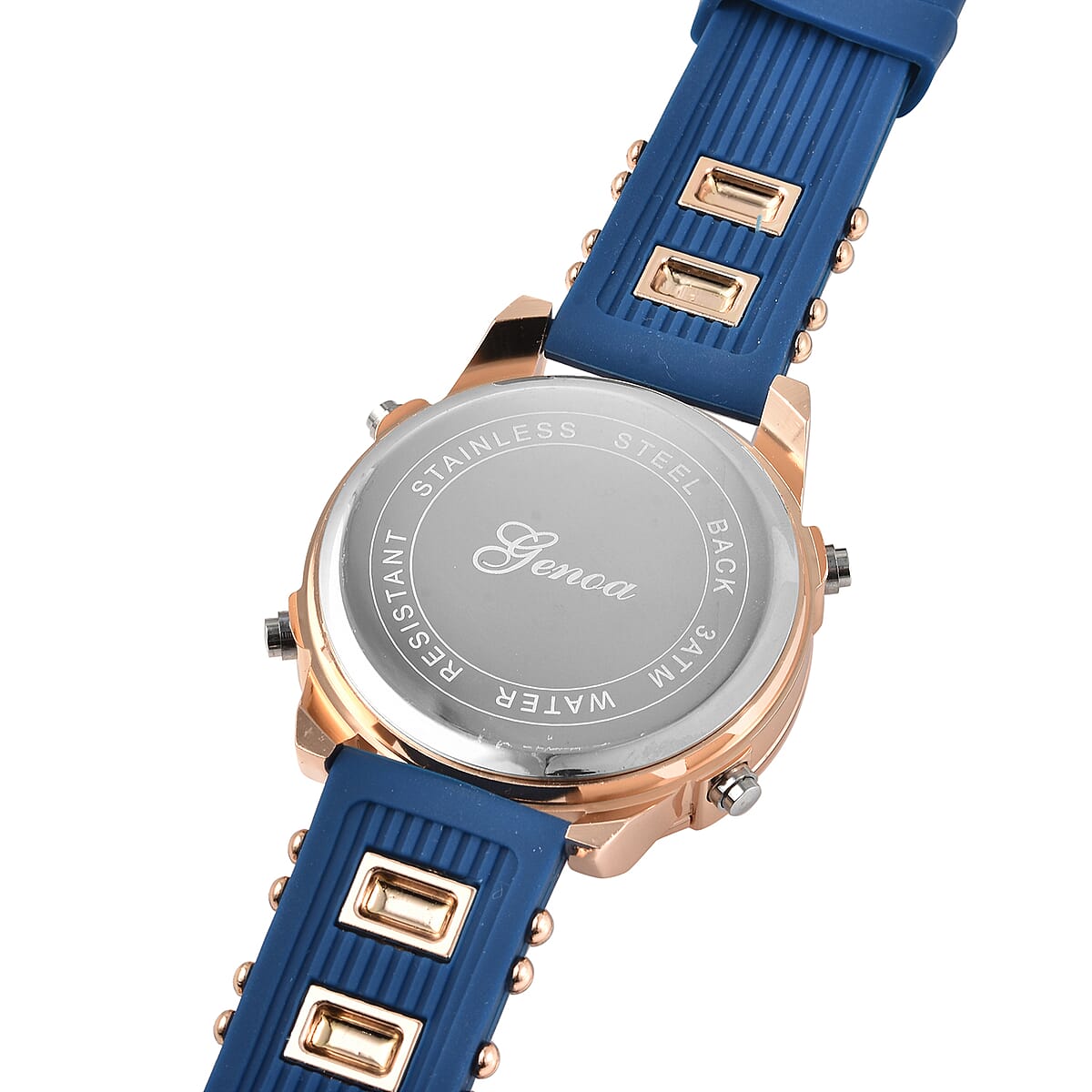 Genoa Miyota Electronic Movement Multi-Function Watch in Blue Silicone Strap