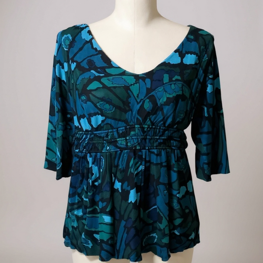 a.n.a Petite Abstract Print Empire Waist Top – Size PL
