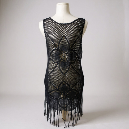 Forever 21+ Black Crochet Fringe Cover-Up Dress – Size 2X