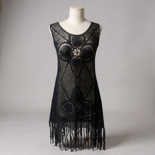 Forever 21+ Black Crochet Fringe Cover-Up Dress – Size 2X