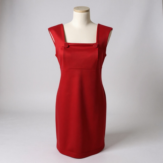 Adrienne Vittadini Red Square Neck Sheath Dress – Size