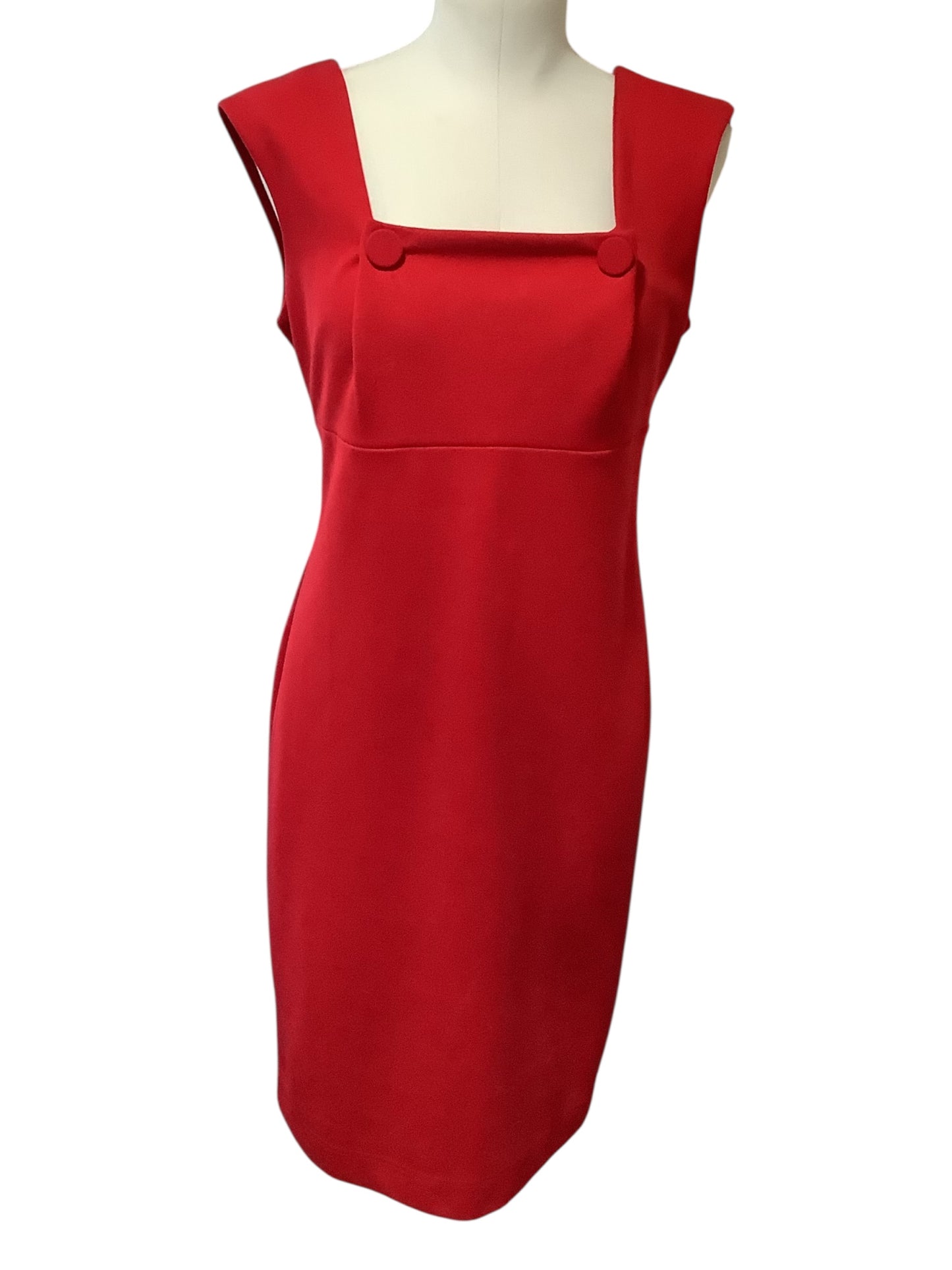 Adrienne Vittadini Red Square Neck Sheath Dress – Size