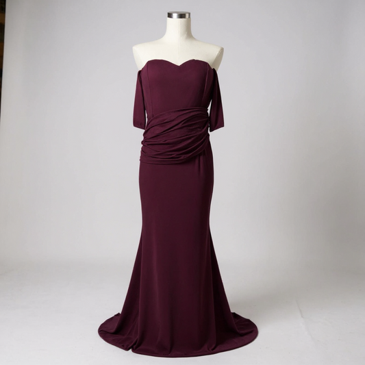 Elegant Off-Shoulder Deep Purple Gown