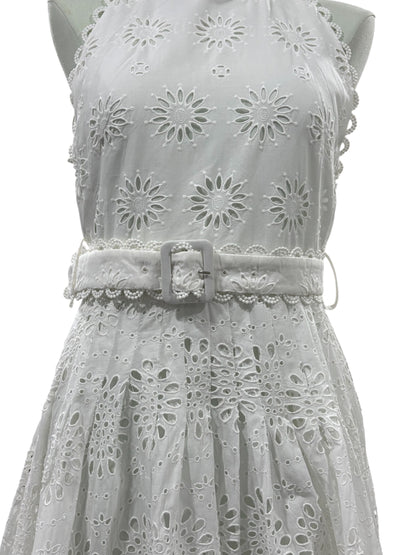 Zara White Eyelet Midi Dress – Size M