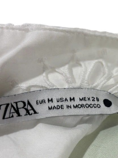 Zara White Eyelet Midi Dress – Size M