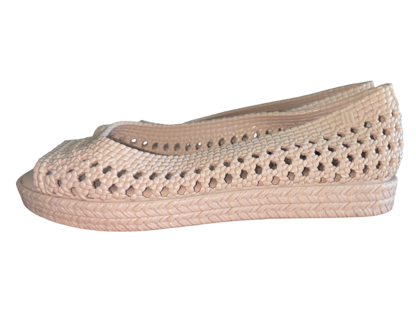 Melissa Nude Blush Jelly Flats – Crochet Style- Size 7