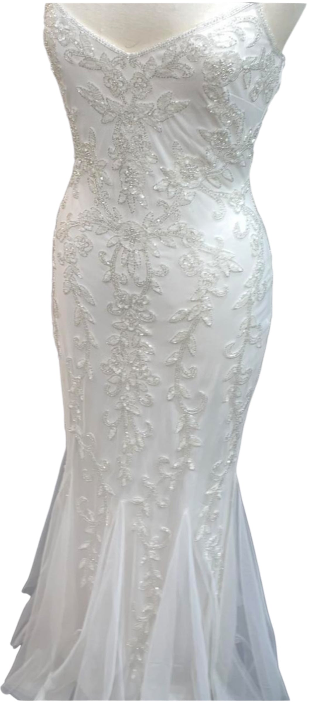 David's Bridal Vintage-Inspired Beaded Wedding Gown