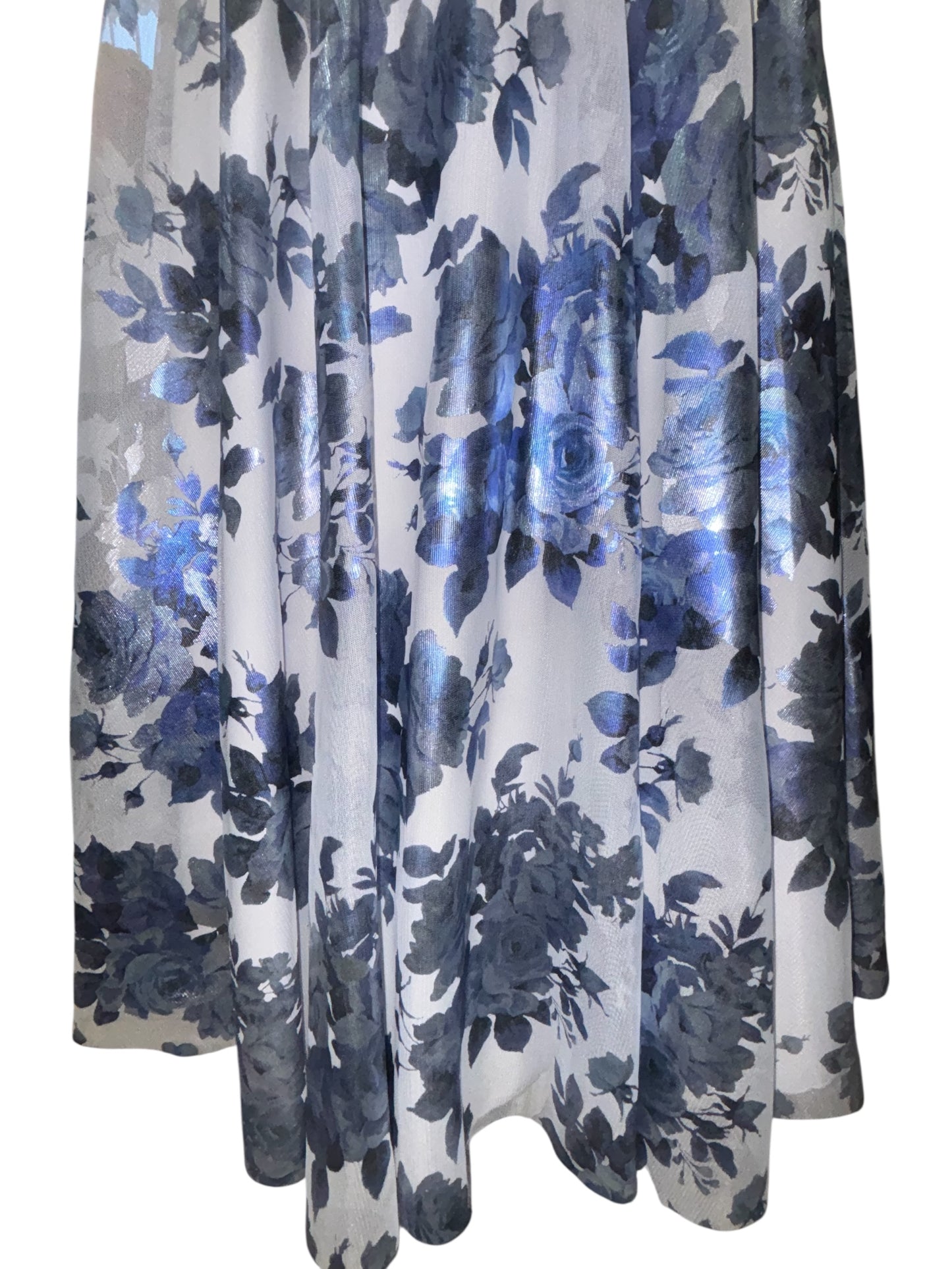 City Vibe Blue & Silver Floral Maxi Dress – Size 3