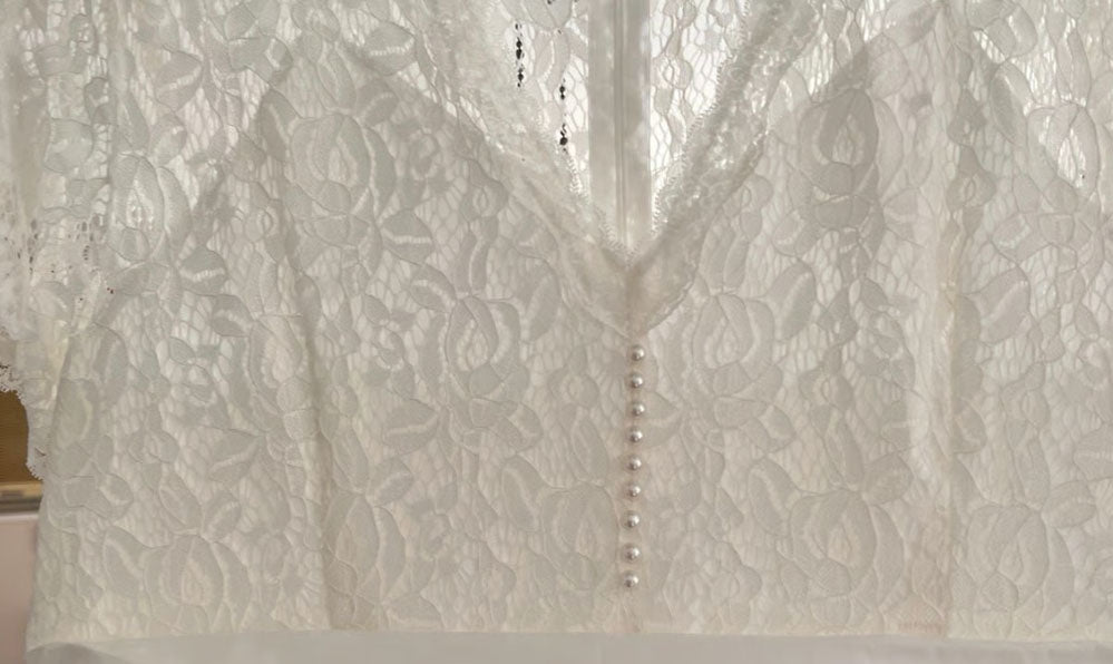 Ivory Lace Cap Sleeve Tea Length Dress, Size 3X