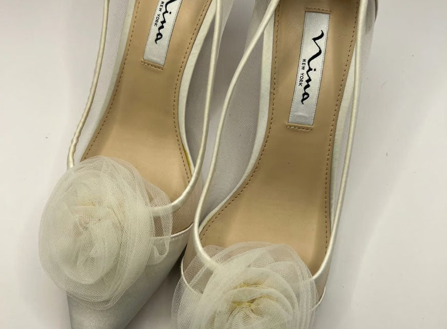Nina Ivory Kitten Heels, Size 8