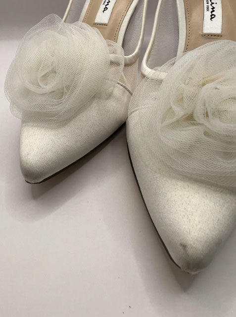 Nina Ivory Kitten Heels, Size 8