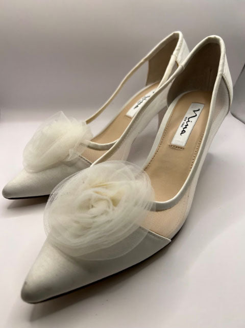 Nina Ivory Kitten Heels, Size 8