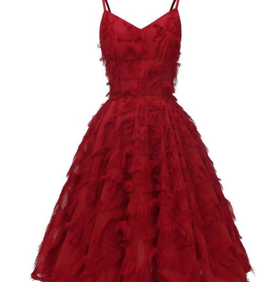 Red Fringe Cocktail Dress