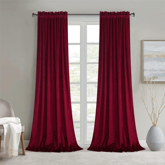Scarlet Red Velvet Curtains – Elegant Room Darkening Drapes (Pair)